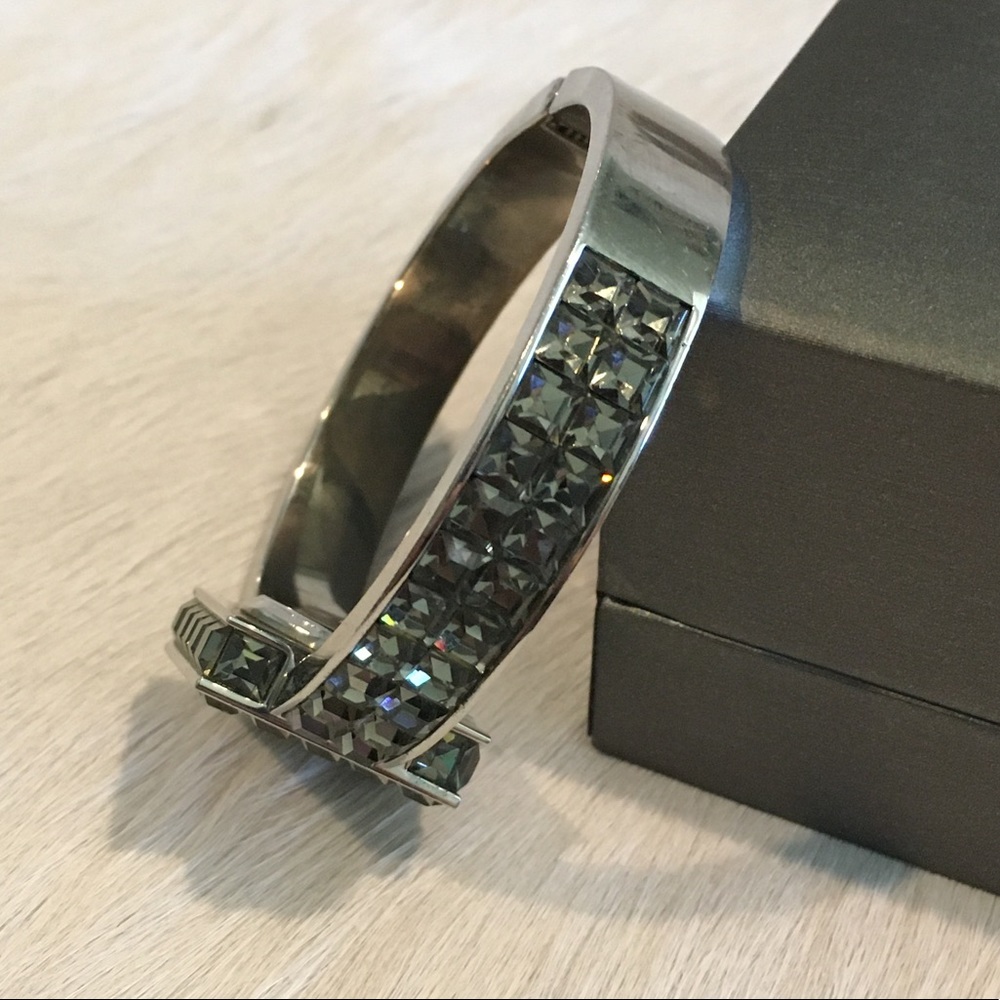 Hinged Pewter Rhinestone Watch - Picture 3 of 7
